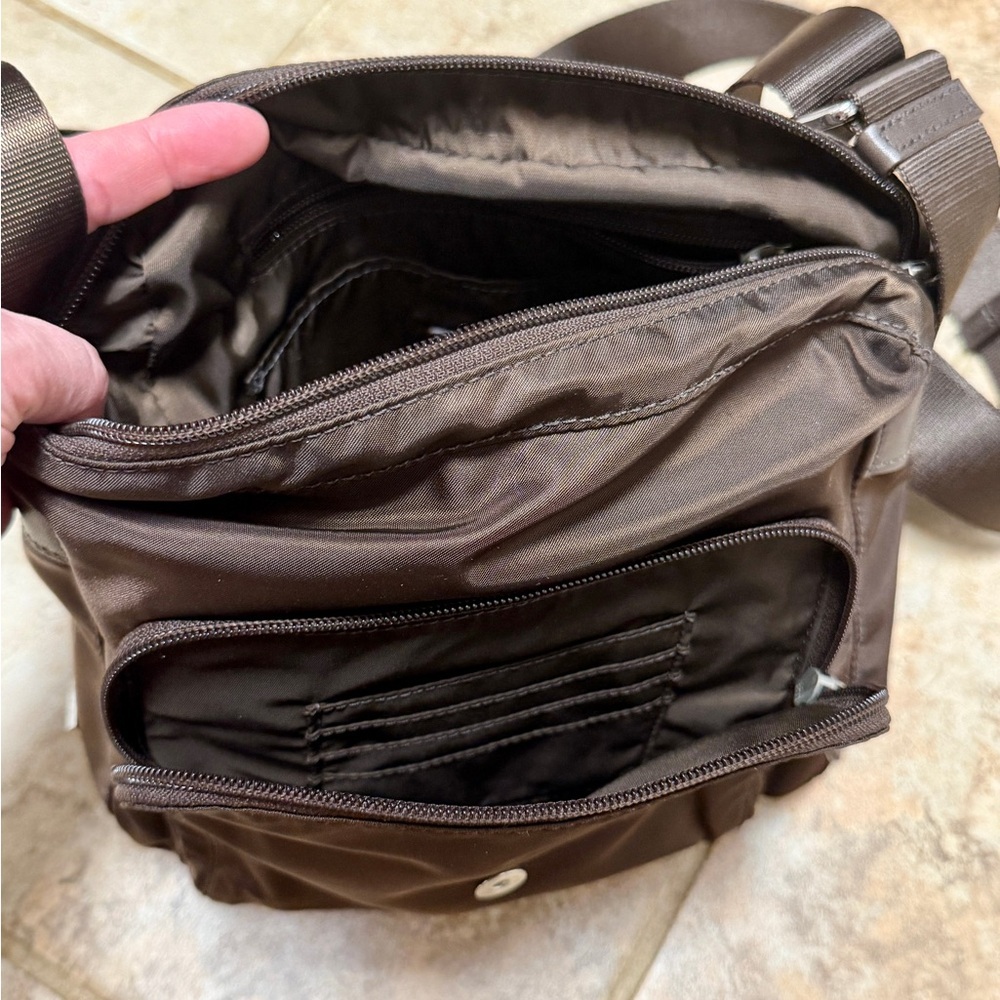 Tumi Voyageur Brown Nylon Crossbody Travel Organizer Bag Adjustable Strap - Picture 4 of 7